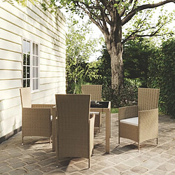 Maison Chic Mobilier à dîner 5 pcs de jardin - Ensemble table et chaises d'extérieur - Salon/Mobilier de jardin classique coussins Résine tressée Beige -MN67960