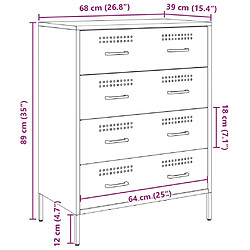 vidaXL Buffet rose 68x39x89 cm acier pas cher