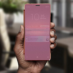 Acheter Avizar Housse Sony Xperia 1 II Clapet Translucide Design Miroir Support Vidéo Rose gold