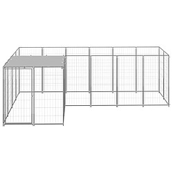 Helloshop26 Chenil extérieur cage enclos parc animaux chien argenté 4,84 m² acier 02_0000278