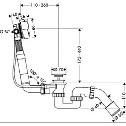 Avis Hansgrohe Vidage de baignoire à bec déverseur Exafill S 58113