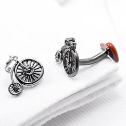 1x Boutons De Manchette Motif Vélo Accessoire Mode Ideal Pour Homme