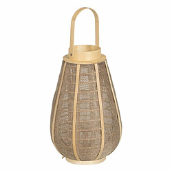 BigBuy Home Lanterne Bougeoir Lanterne Beige Naturel Jute Verre 26 x 26 x 41 cm