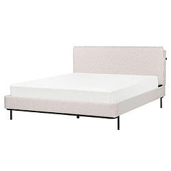 Beliani Lit double en tissu beige crème 160 x 200 cm CORIO