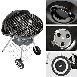 Helloshop26 Bbq grill barbecue charbon de bois fumoir smoker - diamètre 41,5 cm barbecue rond avec couvercle et roues 1508006