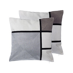 Beliani Lot de 2 coussins WEDELIA Coton 45 x 45 cm Géométrique Gris