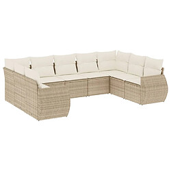 Maison Chic Salon de jardin avec coussins 9 pcs | Ensemble de Table et chaises | Mobilier d'Extérieur beige résine tressée -GKD22206