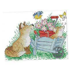 Avis Chien Butterlfy Stamped Cross Stitch Kit Needlework Craft 11CT