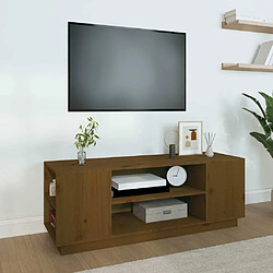 Maison Chic Meuble TV scandinave - Banc TV pour salon Marron miel 110x35x40,5 cm Bois de pin massif -MN44383