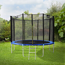 Hauki Trampoline de jardin avec filet de sécurité et échelle set complet bleu Ø 366 cm pas cher