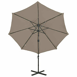 Acheter Maison Chic Parasol Jardin | Parasol déporté avec mat et lumières LED Taupe 300 cm - GKD82222