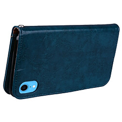 Avis Wewoo Etui à rabat horizontal en cuir de texture Business Style Oil Wax pour iPhone XR, avec support, logements pour cartes et porte-monnaie (bleu)