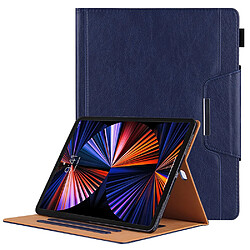 Etui en PU avec support et porte-cartes bleu pour votre Apple iPad Pro 12.9 pouces (2021)/(2020)/(2018)