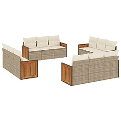 Maison Chic Salon de jardin avec coussins 12 pcs | Ensemble de Table et chaises | Mobilier d'Extérieur beige résine tressée -GKD27896