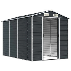 Helloshop26 Abri de jardin cabane cabanon maison de stockage remise extérieur hangar outils robuste 191 x 300 x 198 cm acier galvanisé anthracite 02_0022185