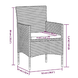 vidaXL Ensemble à manger de jardin avec coussins 9 pcs noir pas cher