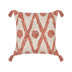 Beliani Coussin HICKORY Coton 45 x 45 cm Géométrique Touffeté Orange