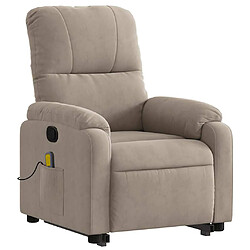 Avis vidaXL Fauteuil inclinable de massage taupe tissu microfibre