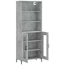 Avis vidaXL Buffet haut Gris béton 69,5x34x180 cm Bois d'ingénierie