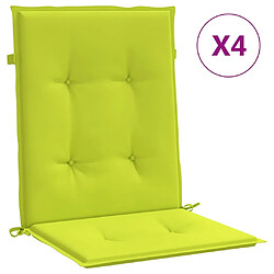 vidaXL Coussins de chaise de jardin à dossier bas lot de 4 vert vif