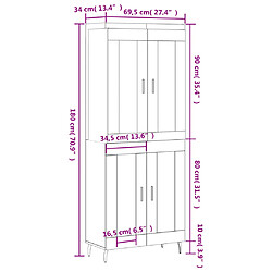 vidaXL Buffet haut Sonoma gris 69,5x34x180 cm Bois d'ingénierie pas cher