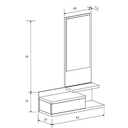 Pegane Meuble d'entrée avec miroir coloris blanc - Longueur 81 x profondeur 29 x hauteur 116 cm