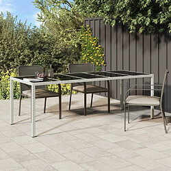 Maison Chic Table de jardin | Table d'extérieur blanc 250x100x75 cm résine tressée verre trempé -GKD69702