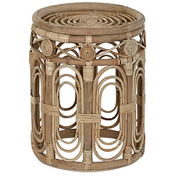 Pegane Table d'appoint ronde en rotin coloris naturel - Diamètre 35 x Hauteur 45 cm