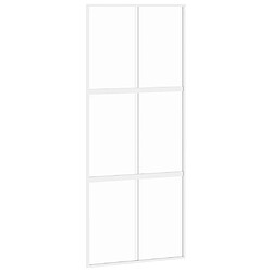 vidaXL Porte coulissante blanc 90x205 cm verre trempé aluminium