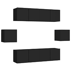 Maison Chic Ensemble de meubles TV 6 pcs | Banc TV Moderne pour salon | Meuble de Rangement - Noir Aggloméré -MN27993