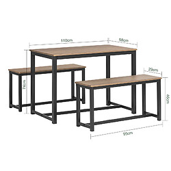 Acheter SoBuy OGT25-N Ensemble Table à Manger et bancs, Set de 3 pieces, avec 2 bancs pour Cuisine, Salle à Manger, Salon