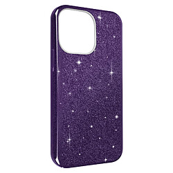 Avizar Coque iPhone 14 Pro Max Paillette Amovible Silicone Semi-rigide Violet