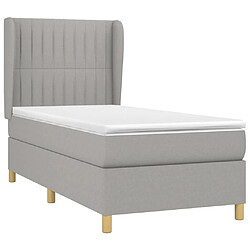 Avis Maison Chic Lit Adulte - Lit simple Lit à sommier tapissier et matelas moelleux - Meuble de Chambre - Gris clair 90x190 cm Tissu -MN39697