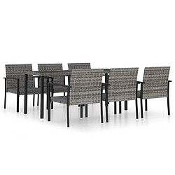 Salle à manger de jardin 7 pcs,Table et chaise à dîner Résine tressée Gris -MN33953