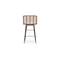 ICONIK INTERIOR Tabouret de bar en osier - Boho Bali Design -65cm - Catori Bois naturel pas cher