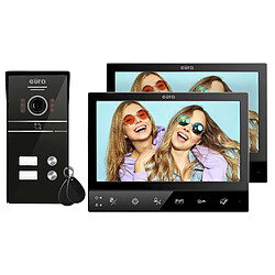 EURA VDP-80C5 Interphone vidéo bifamilles 4 Fils 2 x 7 Moniteur Couleur 2 entrées cryptage FHD RFID 1080p Noir