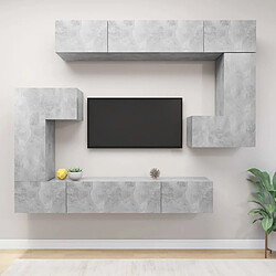 vidaXL Ensemble de meubles TV 8 pcs Gris béton Bois d'ingénierie