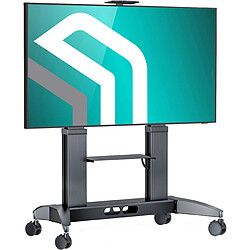 ONKRON Aluminium Professionnel Support TV Roulettes pour 70 - 110 Pouces TV, Ecran sur Pied Mobile Poids jusqu'à 130 kg - Meuble TV sur Roulettes VESA 200x200 - 1000x600/Pied TV sur Roulette Hauteur Réglable TS2821-B Noir