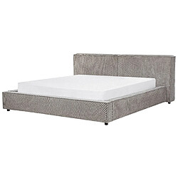 Beliani Lit double en tissu gris 180 x 200 cm LINARDS