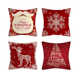 P67 4pcs 45 * 45cm Christmas Christmas De Noël Bénédiction Modèle Linge Taie d'oreiller Maison de Vacances Taie d'oreiller House Sofa Coussin Coussin Coussin