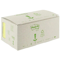 Notes repositionnables jaunes recyclées Post-It 76 x 127 mm - en tour distributrice - bloc de 100 feuilles - Lot de 6