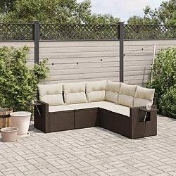 Maison Chic Salon de jardin avec coussins 5 pcs, Ensemble Tables et chaises de jardin,, Ensemble Tables et chaises de jardin, marron résine tressée -GKD339803