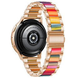 Bracelet en résine + acier inoxydable de 20 mm or rose/arc-en-ciel pour votre Samsung Galaxy Watch4 40mm/Watch4 44mm/Watch4 Classic 46mm