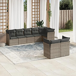 Maison Chic Salon de jardin 8 pcs avec coussins | Ensemble de Table et chaises | Mobilier d'Extérieur gris résine tressée -GKD61100