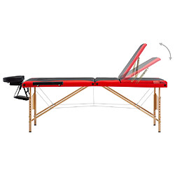 Avis vidaXL Table de massage pliable 3 zones Bois Noir et rouge