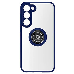 Avizar Coque pour Samsung Galaxy S23 Bi-matière Bague Métallique Support Vidéo Bleu