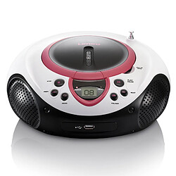 Lenco Radio portable FM et lecteur CD/USB SCD-38 USB Pink Blanc-Rose