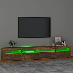 Acheter Maison Chic Meubles TV avec lumières LED - Banc TV pour salon Chêne fumé 240x35x40 cm -MN28615