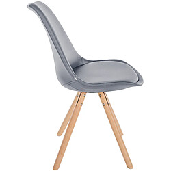 Avis Decoshop26 Chaise de salle à manger x1 style scandinave assise en PVC gris et pieds ronds en bois clair 10_0001435