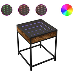 vidaXL Table de chevet avec LED infini chêne fumé 40x40x51 cm